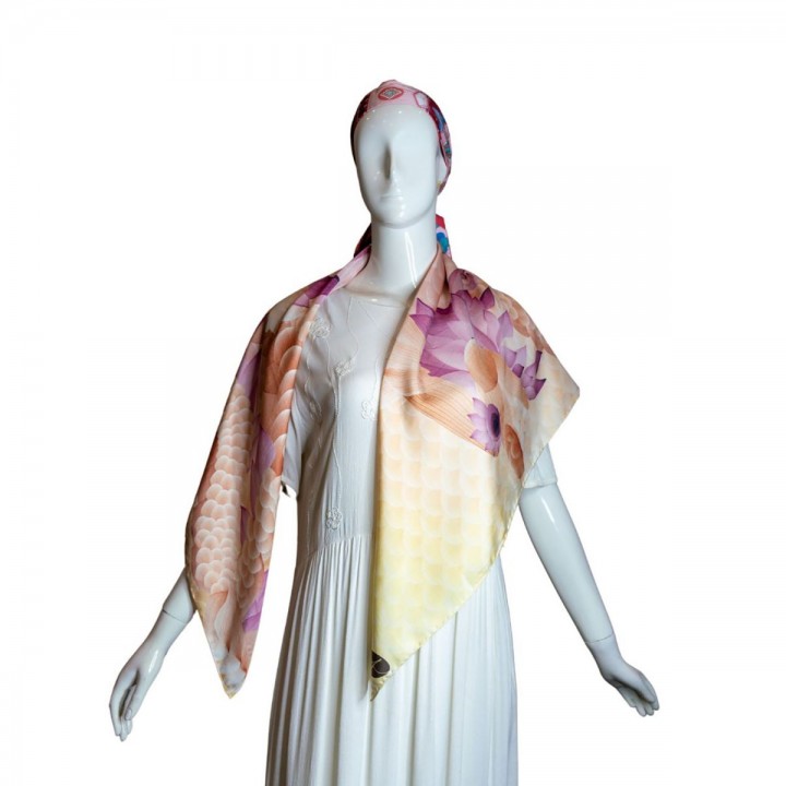 Square silk scarf- Unicorn  100*100 cm